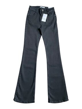 NWT Zara High Rise Flare Fit Jeans Black Stretch Denim Full Lenght Womens Size 8